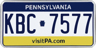 PA license plate KBC7577