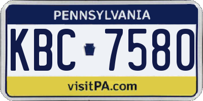 PA license plate KBC7580