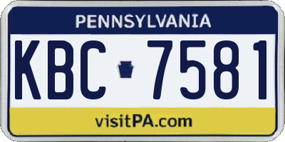 PA license plate KBC7581