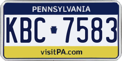 PA license plate KBC7583