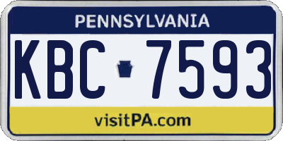 PA license plate KBC7593
