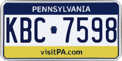 PA license plate KBC7598