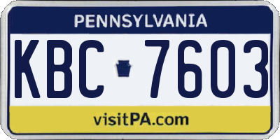 PA license plate KBC7603