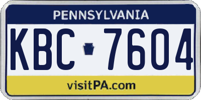PA license plate KBC7604