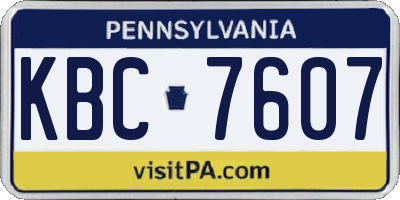 PA license plate KBC7607