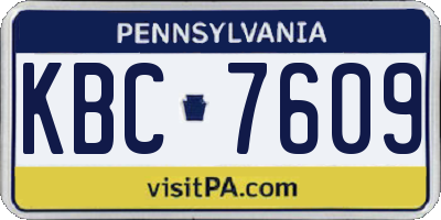PA license plate KBC7609