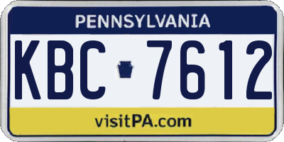 PA license plate KBC7612