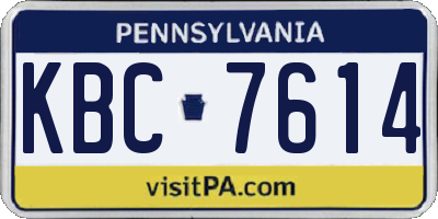 PA license plate KBC7614