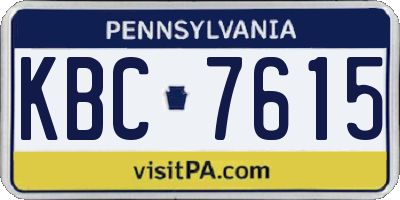 PA license plate KBC7615