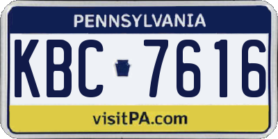 PA license plate KBC7616
