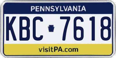 PA license plate KBC7618