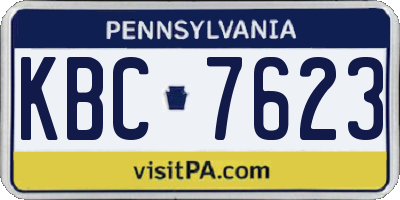 PA license plate KBC7623
