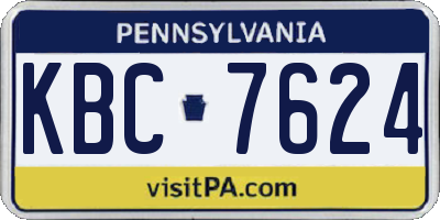 PA license plate KBC7624