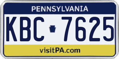 PA license plate KBC7625