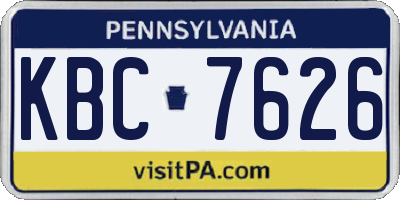 PA license plate KBC7626