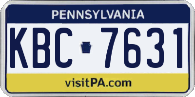 PA license plate KBC7631