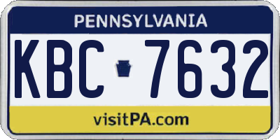 PA license plate KBC7632