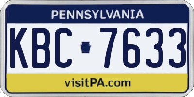 PA license plate KBC7633