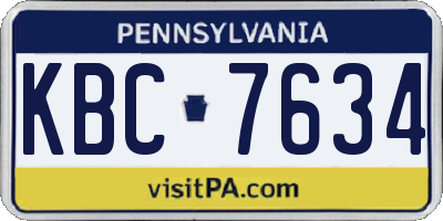 PA license plate KBC7634