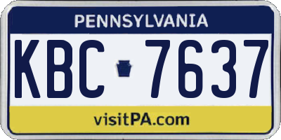 PA license plate KBC7637