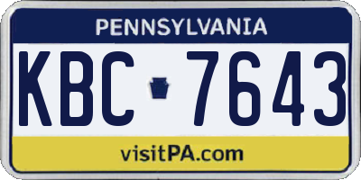 PA license plate KBC7643