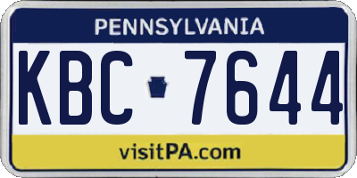 PA license plate KBC7644