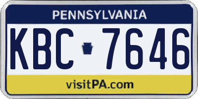 PA license plate KBC7646