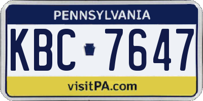 PA license plate KBC7647