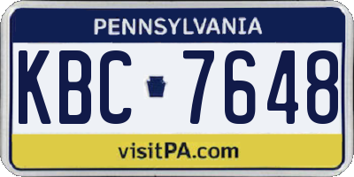 PA license plate KBC7648