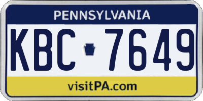 PA license plate KBC7649
