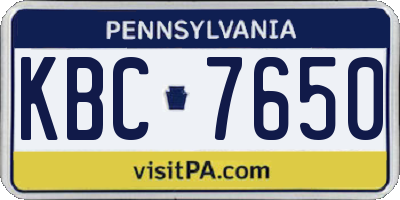 PA license plate KBC7650