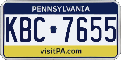 PA license plate KBC7655