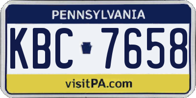 PA license plate KBC7658