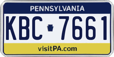 PA license plate KBC7661