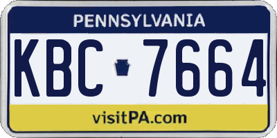PA license plate KBC7664