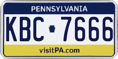 PA license plate KBC7666
