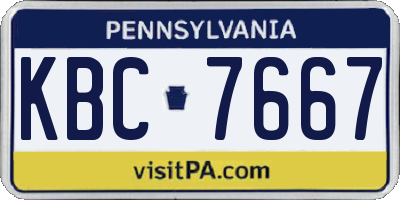 PA license plate KBC7667