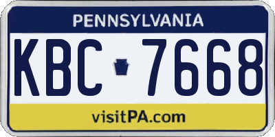 PA license plate KBC7668