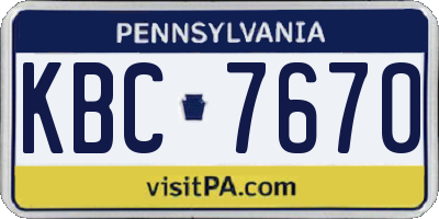 PA license plate KBC7670