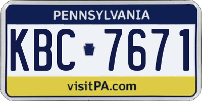 PA license plate KBC7671