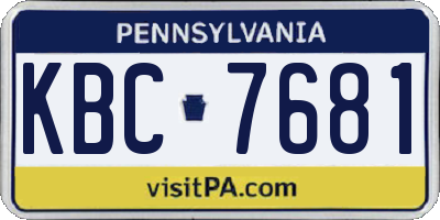 PA license plate KBC7681