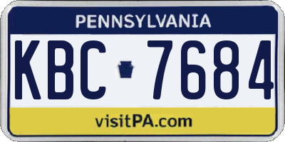 PA license plate KBC7684