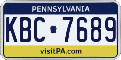 PA license plate KBC7689