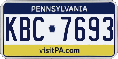 PA license plate KBC7693