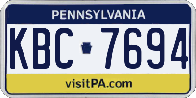 PA license plate KBC7694