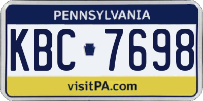 PA license plate KBC7698