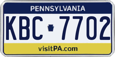 PA license plate KBC7702