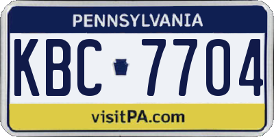 PA license plate KBC7704