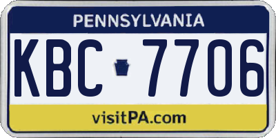 PA license plate KBC7706