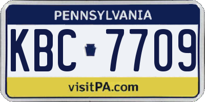 PA license plate KBC7709